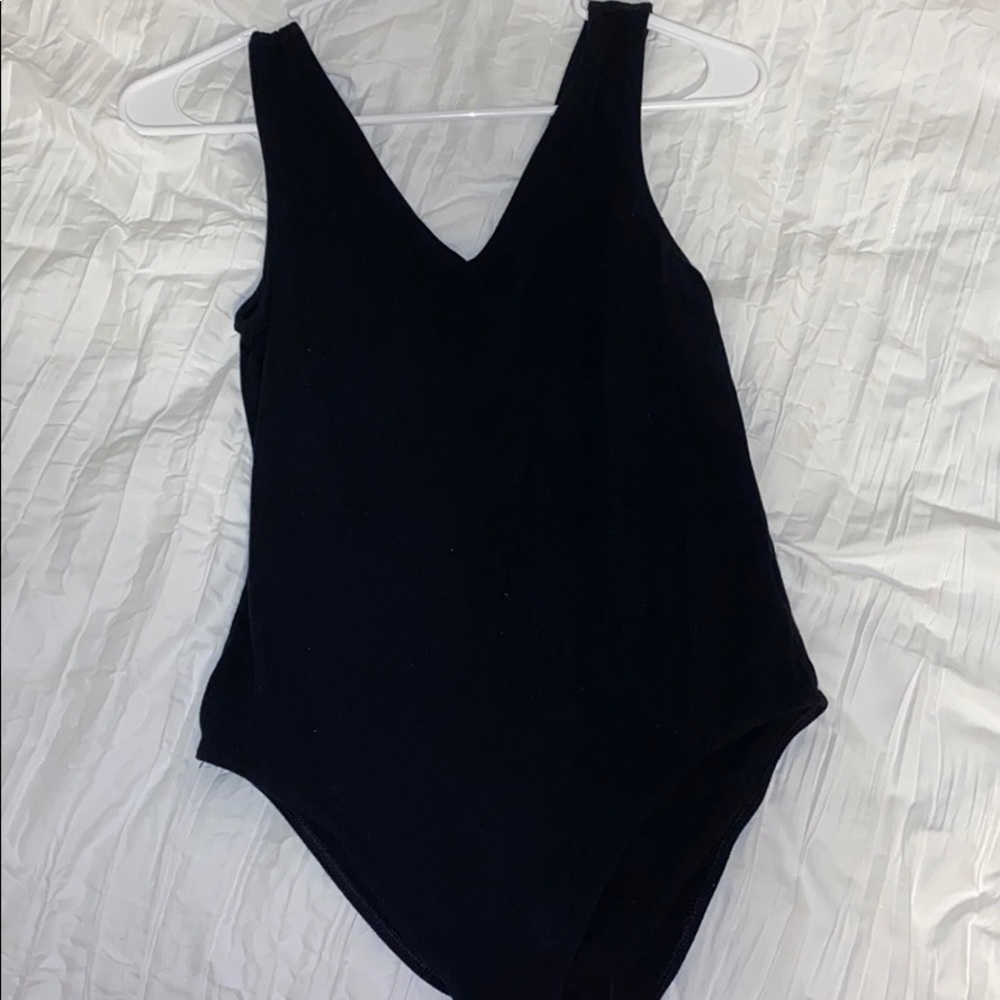 Black v neck bodysuit